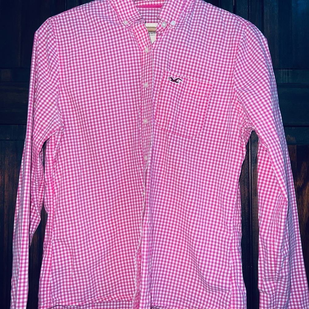 Hollister Pink Button Down Shirt Classic‎ Gingham